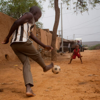 Children playing football